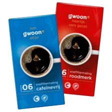 g'woon roodmerk of cafeïnevrij snelfilterkoffie